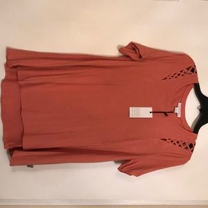Salmon colored Blouse with shoulder detail